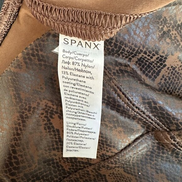 Spanx Faux Leather Snakeskin Print Leggings Compression Booty Lift High Waist SM - Picture 7 of 7